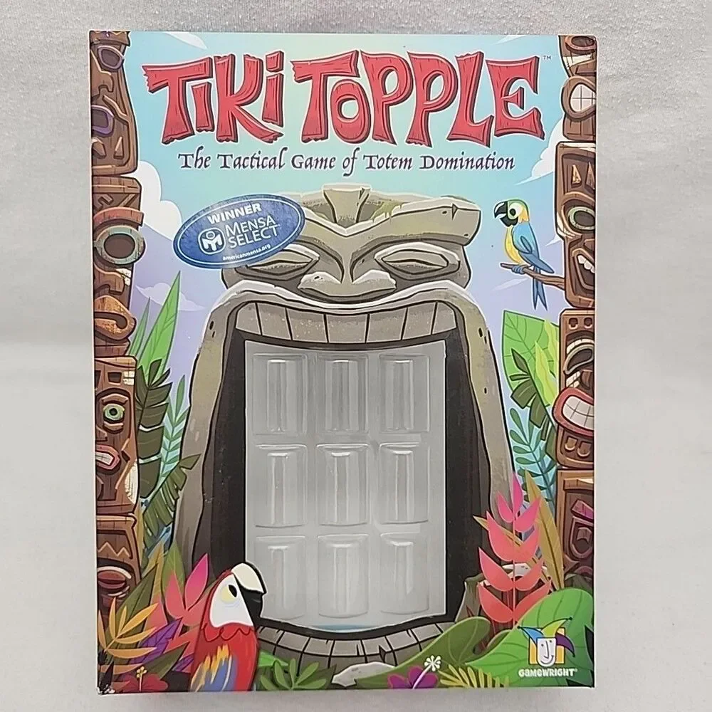Game Tiki Topple Secret Strategy Tactical Totem Pole Building Family Board READ
